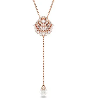 Idyllia Y Pendant Shell, White, Rose Gold-Tone Plated White