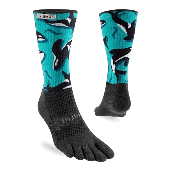 Injinji Artist Designed Mens Crew Socks - Orcas