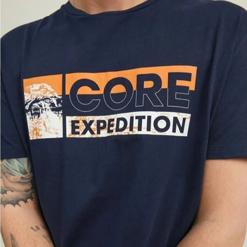 Jack & Jones Core Expedition Crew Neck Graphic Logo T-Shirt Men