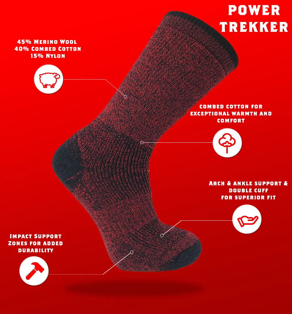 J.B. Field's Hiking "Power Trekker" Merino/Combed Cotton Boot Sock