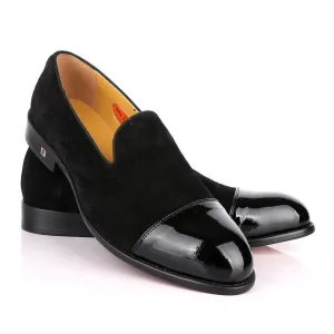 John Foster Half Wetlips And Suede Black Loafer Shoe