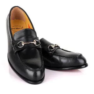 John Mendson Black With Chain Leather Loafers