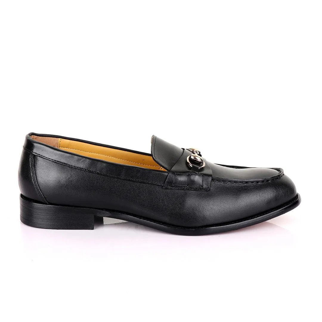 John Mendson Black With Chain Leather Loafers