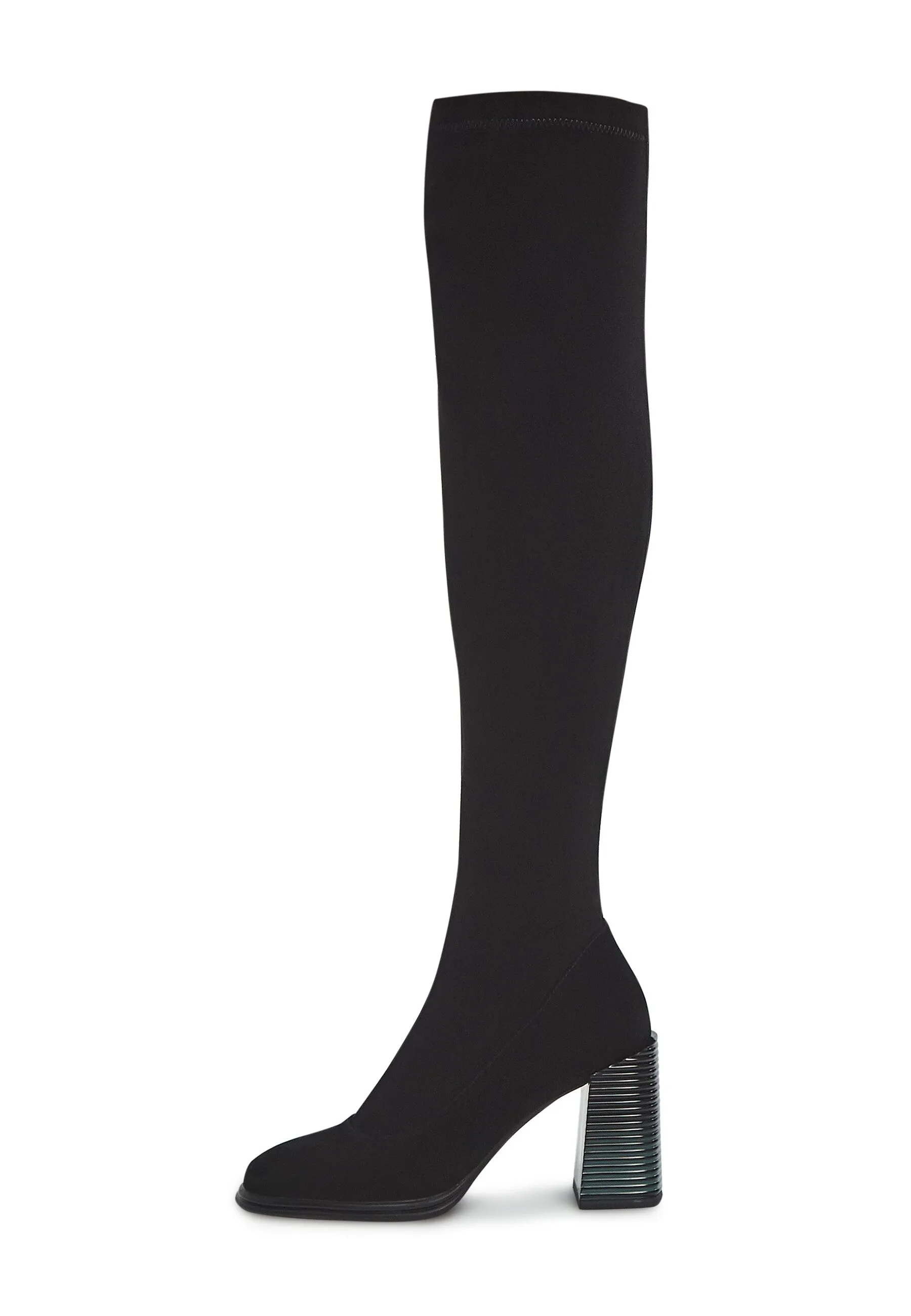 Knee-High Block Heel Sock Boots Karolina - Black