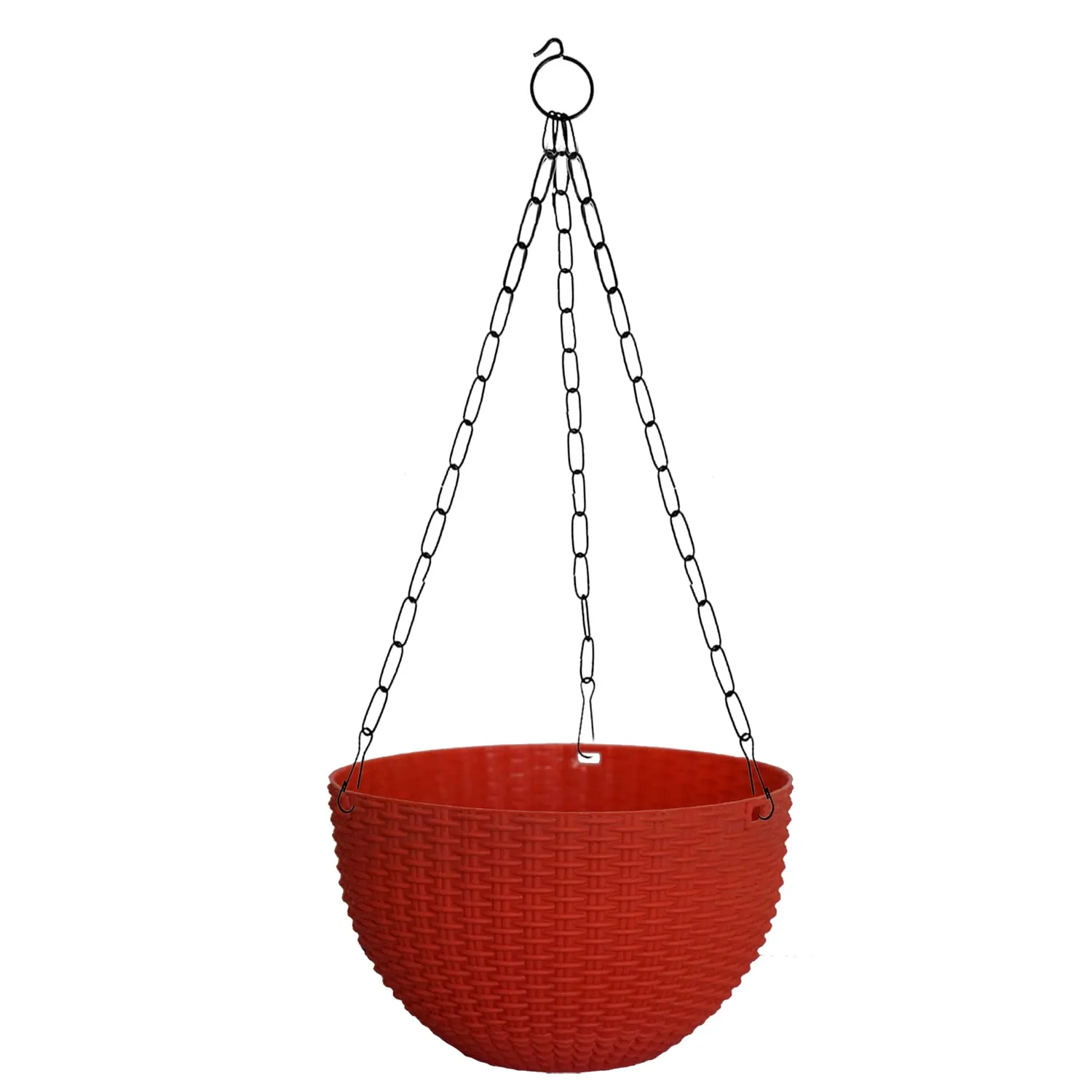 Kuber Industries Plastic Hanging Flower Pot for Balcony & Railing Set of 5 (Red)-20x20x59 cm