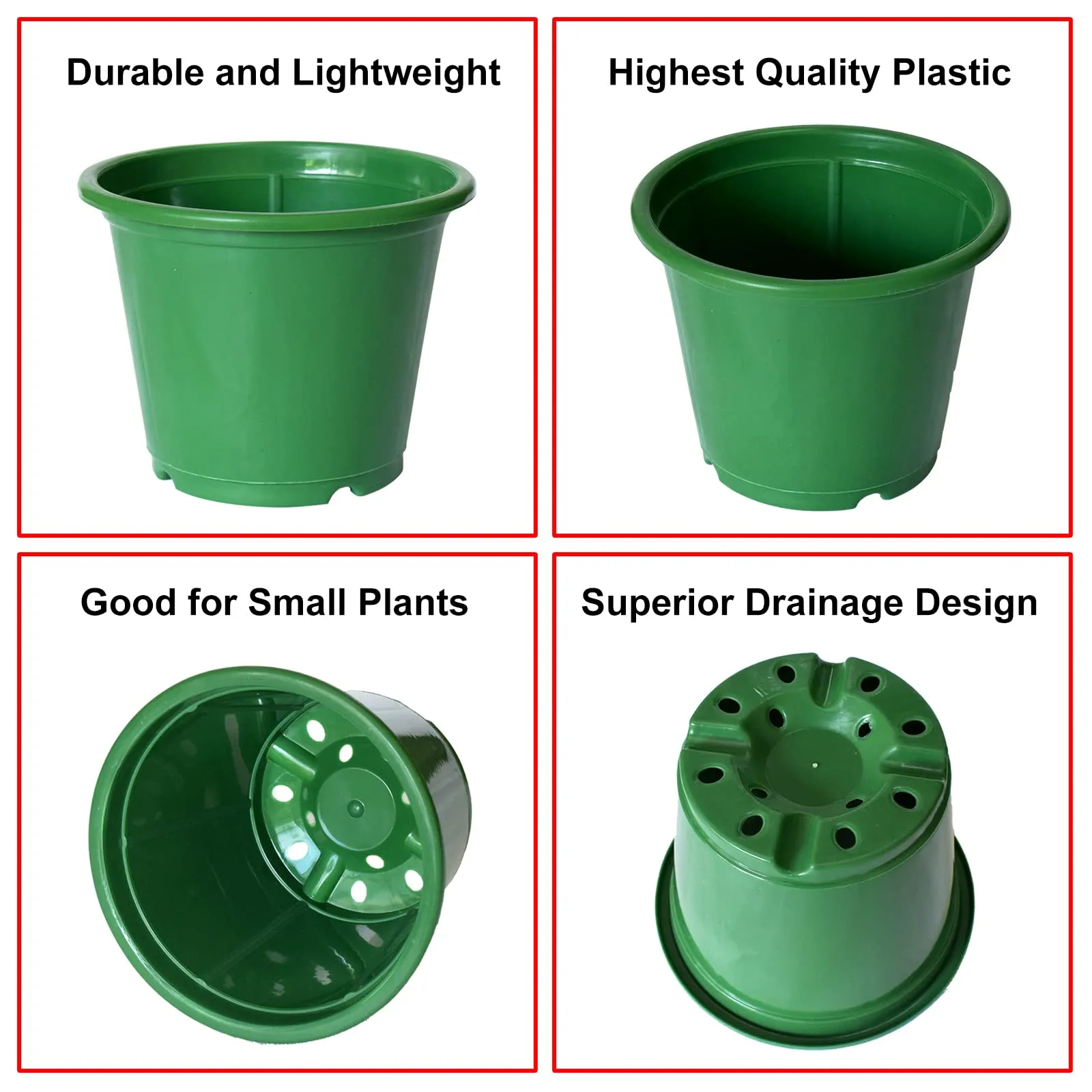 Kuber Industries Plastic Planters|Gamla|Flower Pots for Garden Nursery Home Décor,8"x6",Pack of 3 (Green)