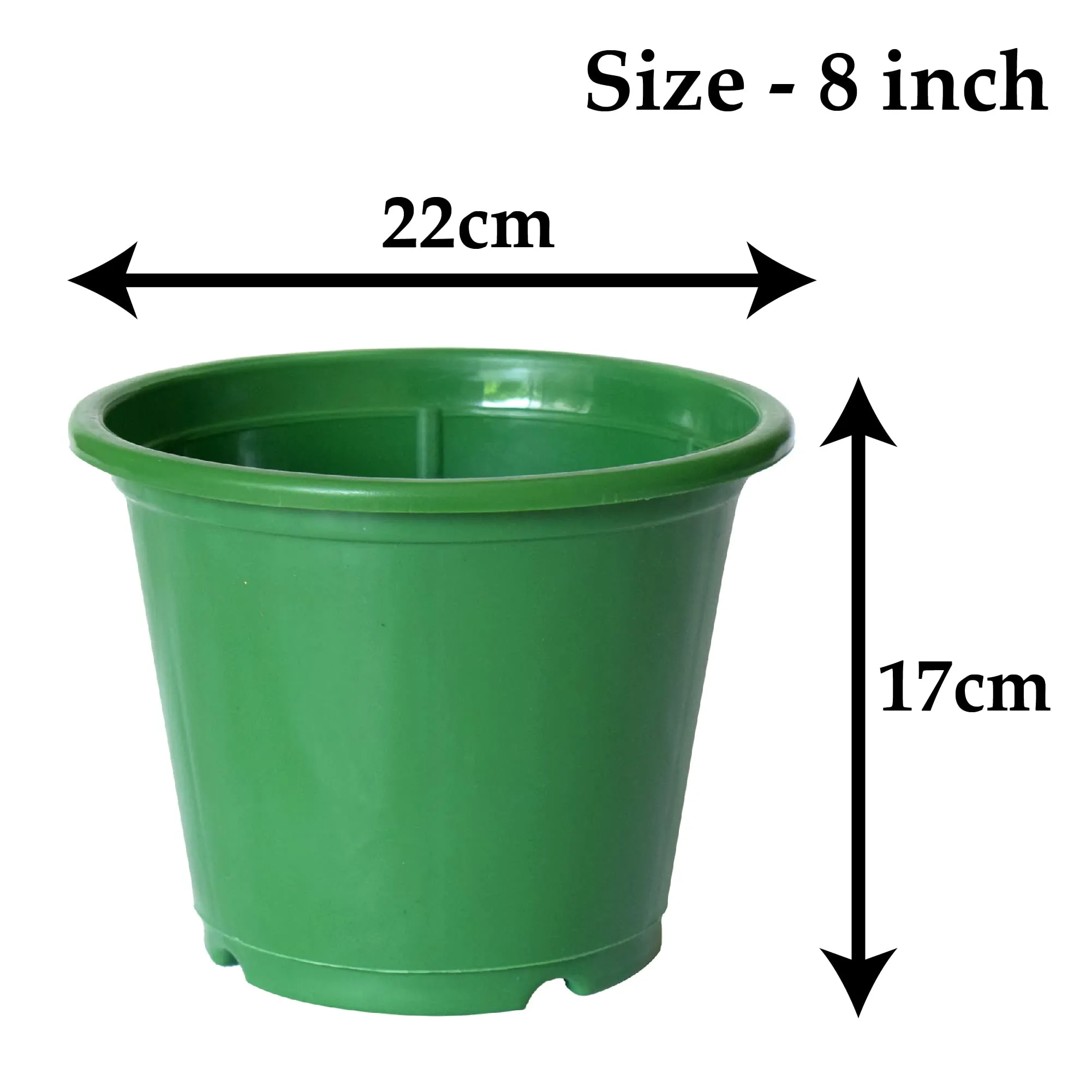 Kuber Industries Plastic Planters|Gamla|Flower Pots for Garden Nursery Home Décor,8"x6",Pack of 3 (Green)