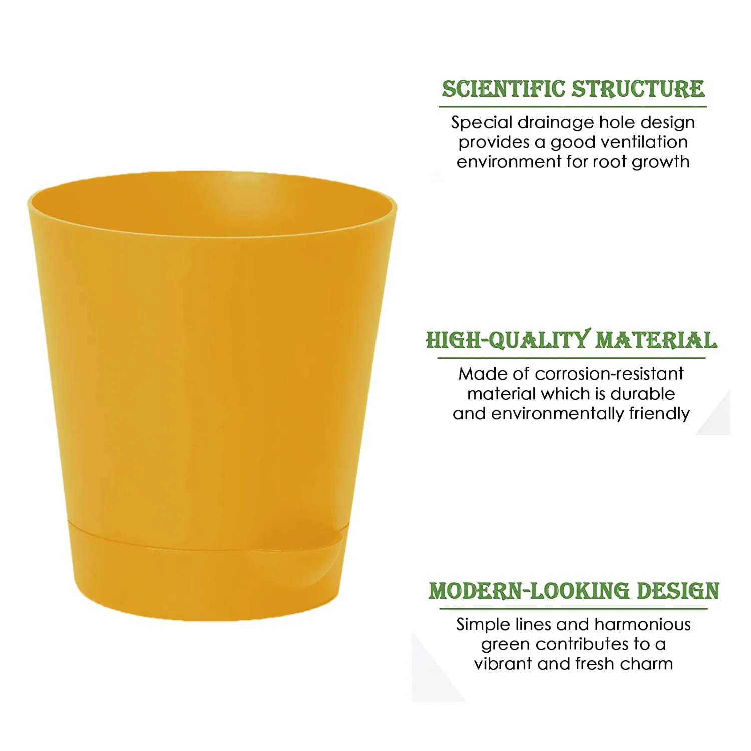 Kuber Industries Plastic Titan Pot|Garden Container for Plants & Flowers|Self-Watering Pot with Drainage Holes,6 Inch (Yellow)