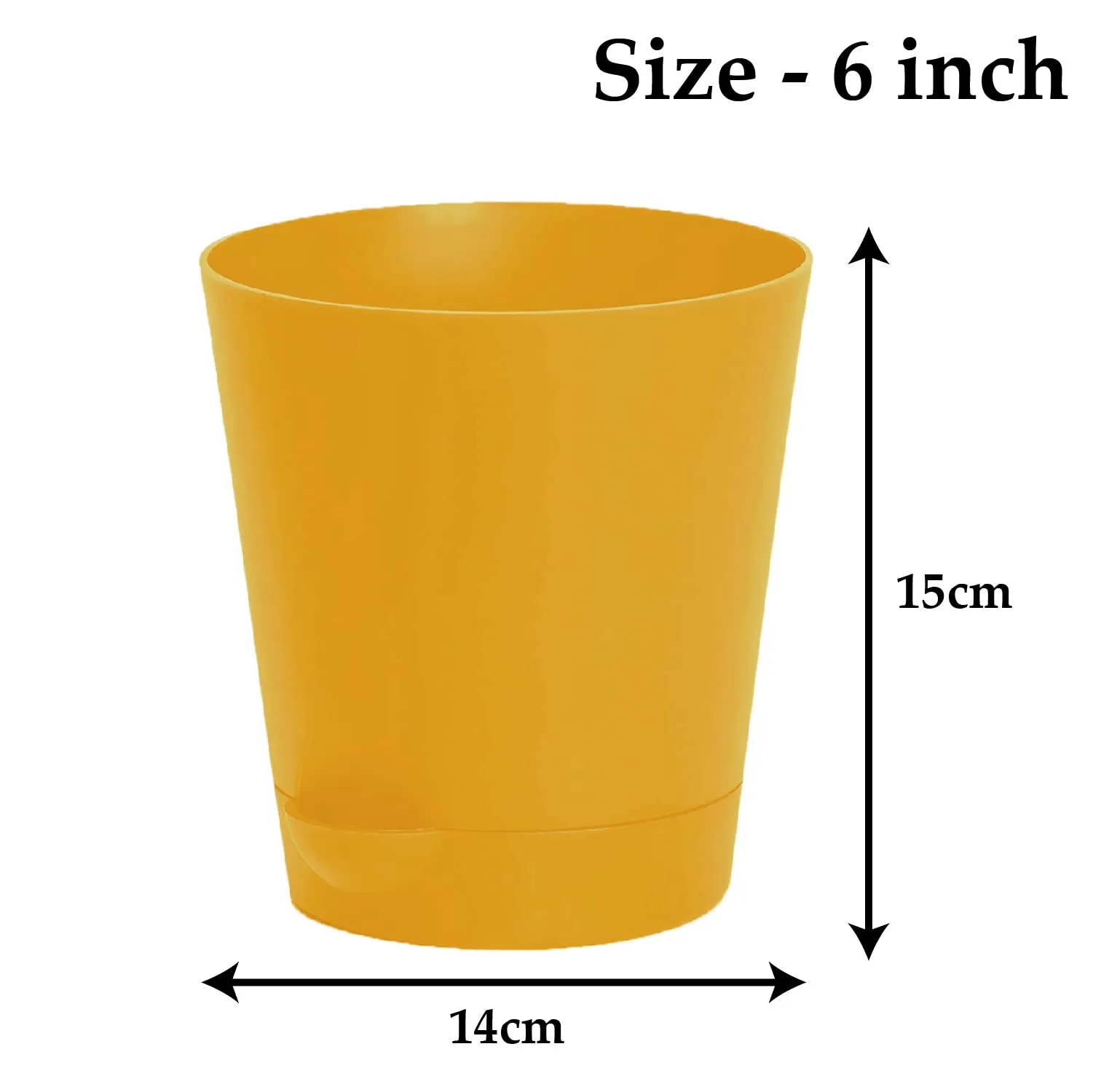 Kuber Industries Plastic Titan Pot|Garden Container for Plants & Flowers|Self-Watering Pot with Drainage Holes,6 Inch (Yellow)