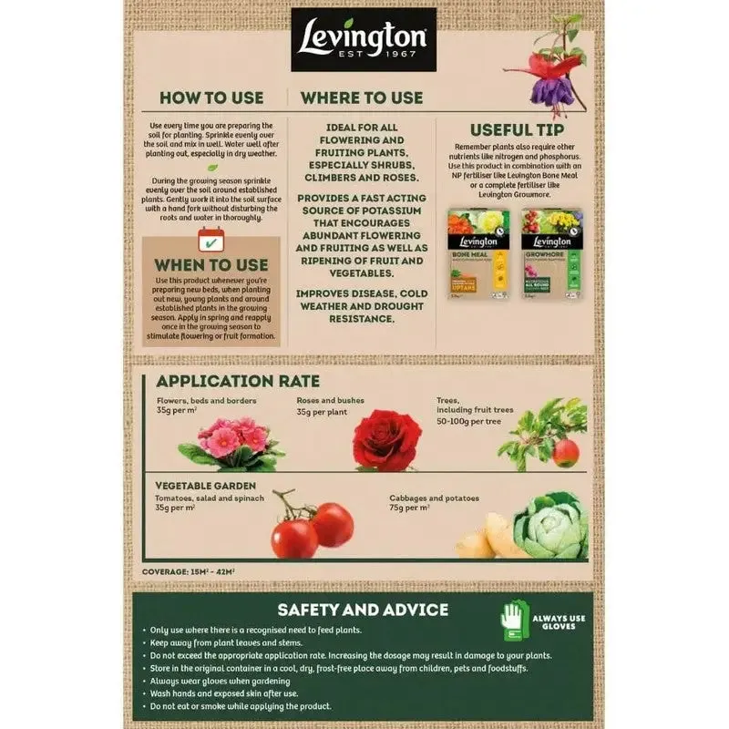 Levington Natural Sulphate of Potash for Flower & Fruit Development - 1.5kg