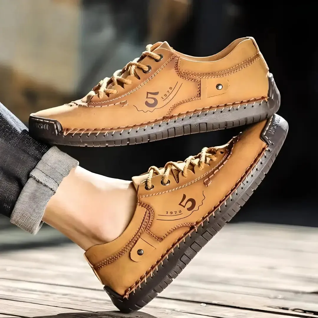 Light-Brown Leather Shoes for Men - Lightweight Casual Shoes