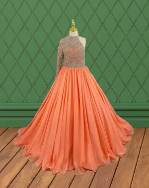 Little Girls Gorgeous Long Sleeve Evening Gown