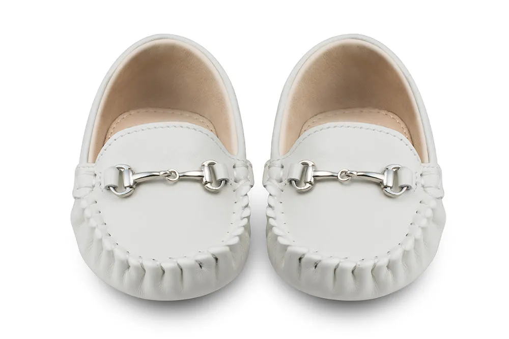 Lucca White Baby Loafers