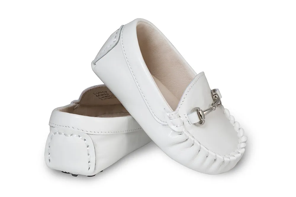 Lucca White Baby Loafers