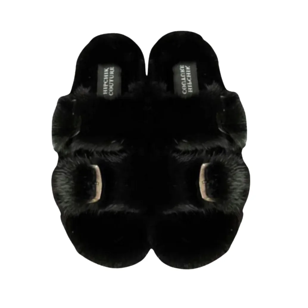 Luxe Mink Slide Sandals - Black