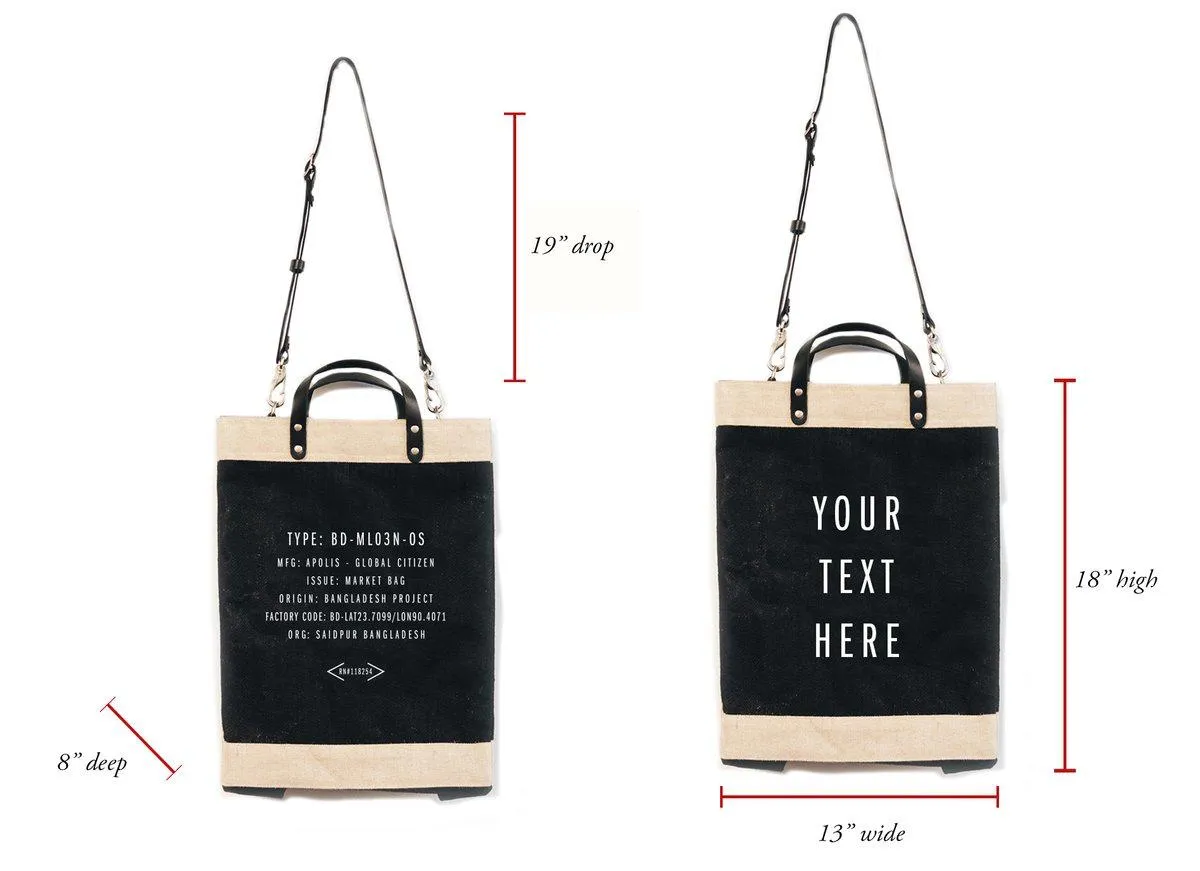 Market Bag in Black with Black Strap - Wholesale