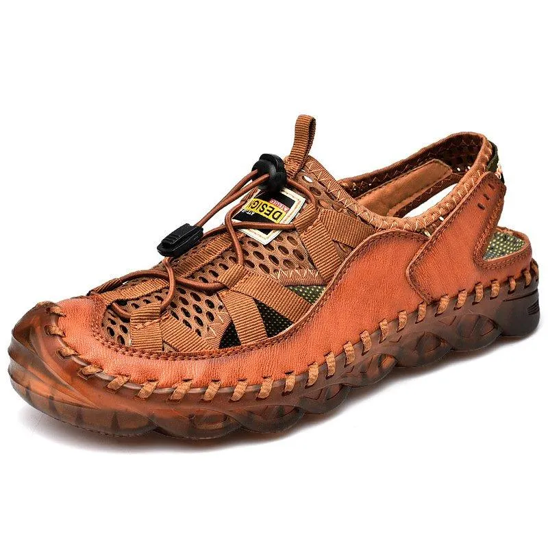 Men Outdoor Non-slip Hole Shoes Mesh Elastic Band Water Sandals