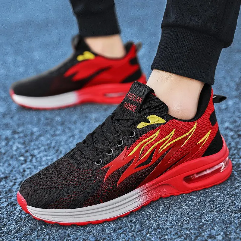 Men's Breathable Soft Soled Flame Pattern Running Shoes