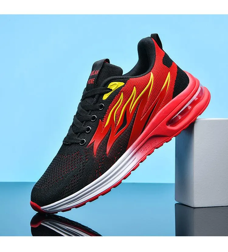 Men's Breathable Soft Soled Flame Pattern Running Shoes