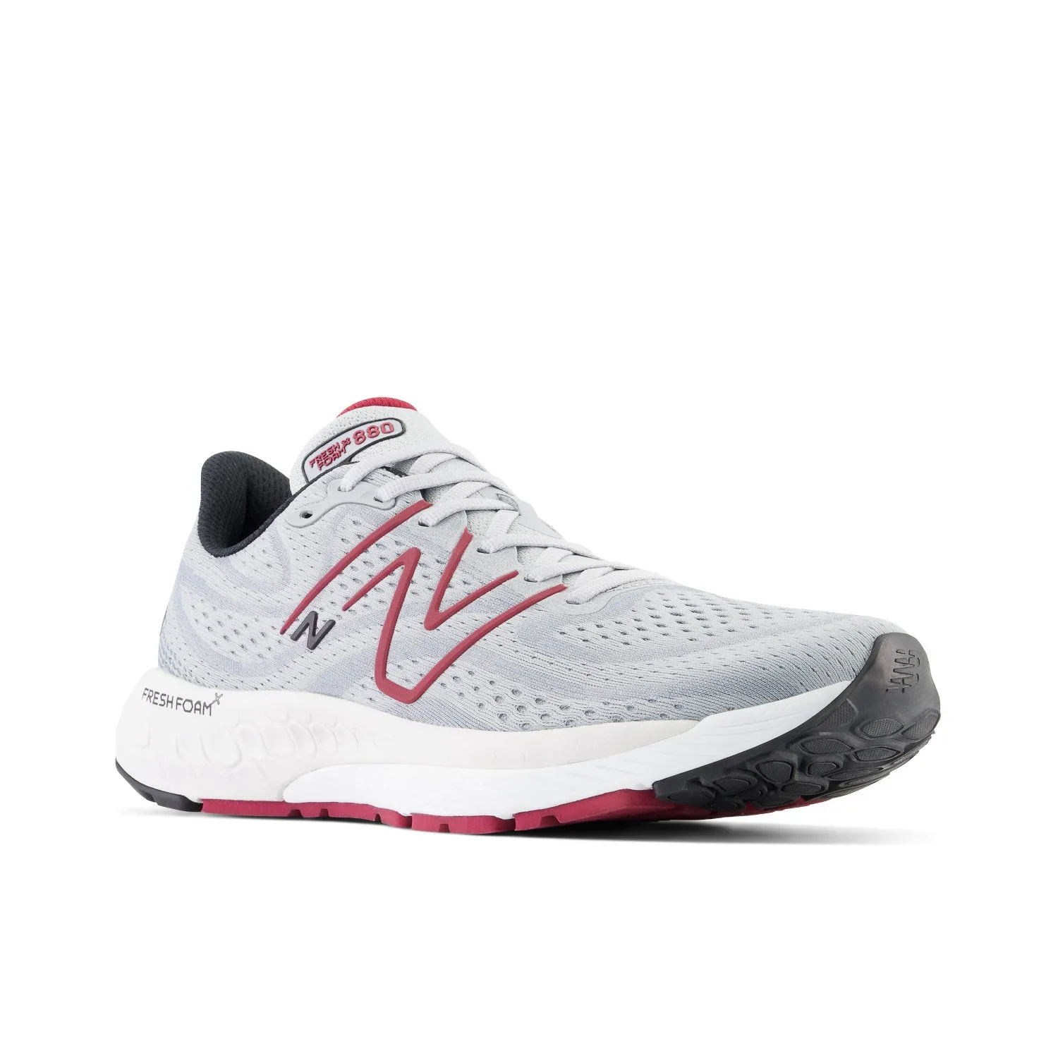 Men's New Balance Fresh Foam X 880v13 Color: Aluminum Grey with Crimson and Black