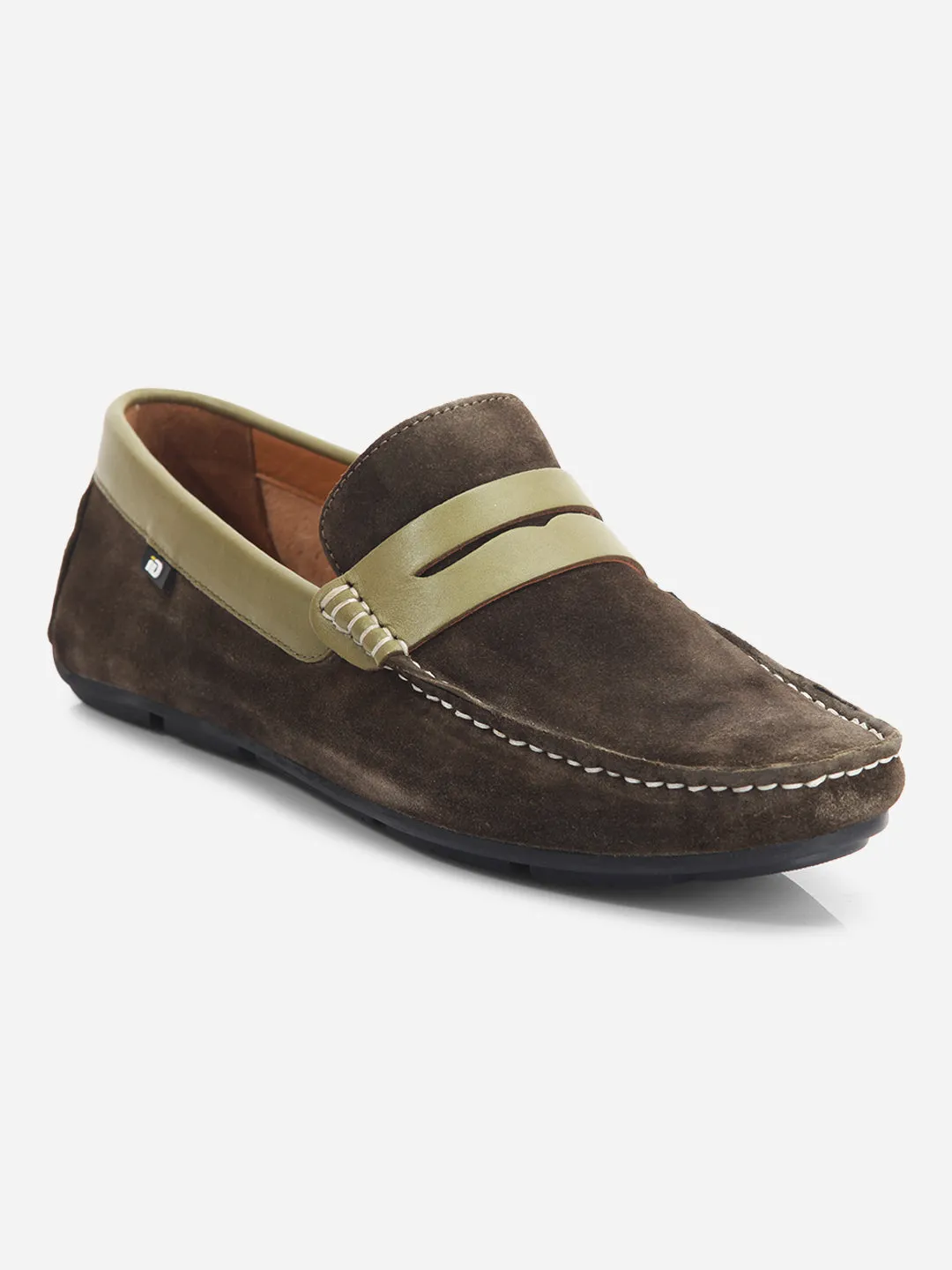 Men's Olive Moc Toe Casual Loafer (ID1142)