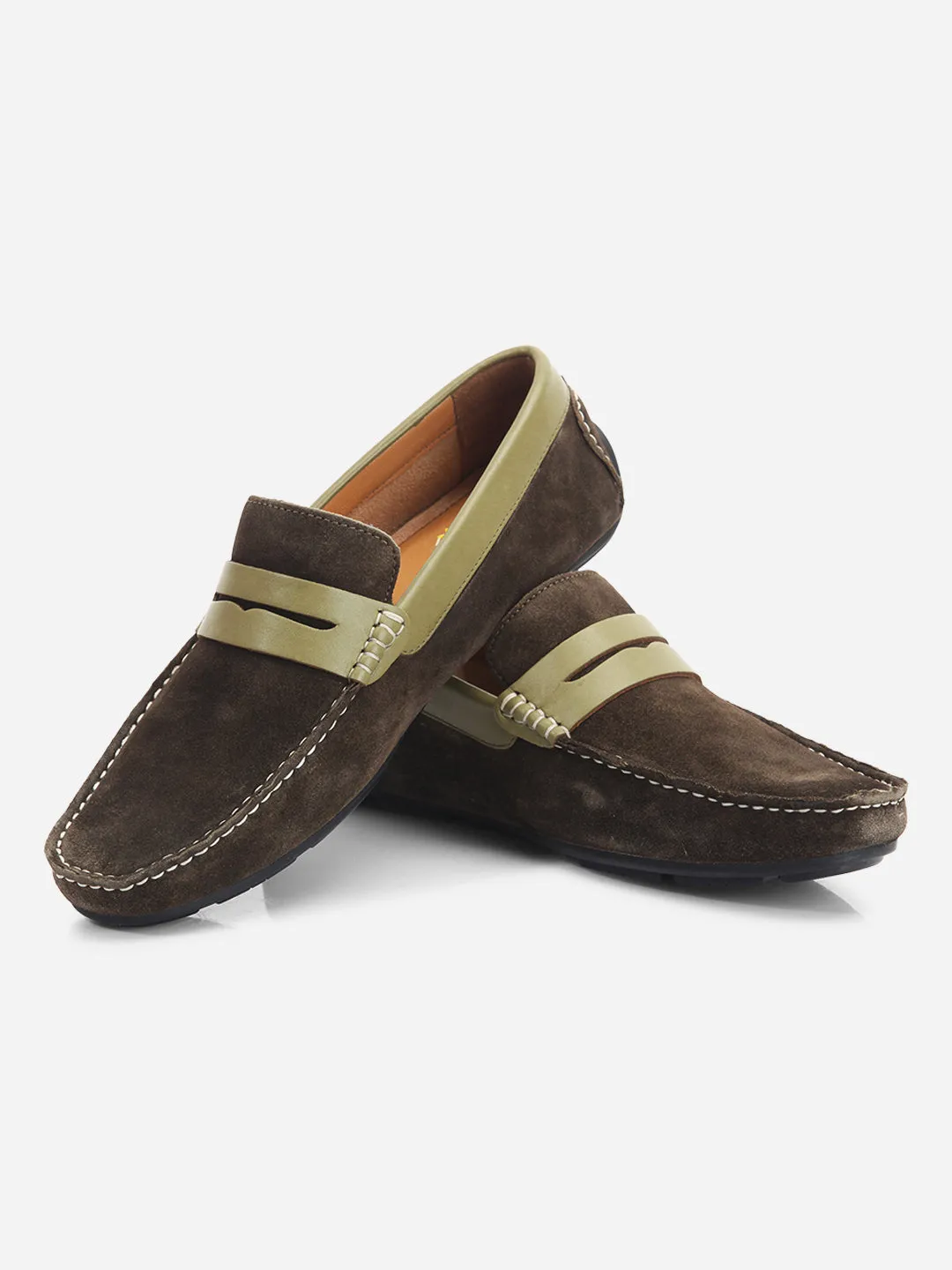 Men's Olive Moc Toe Casual Loafer (ID1142)