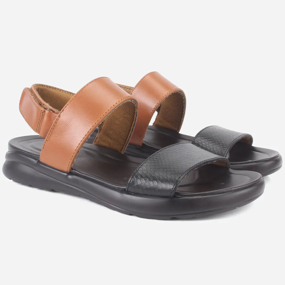 Mens "ALEY" Leather Velcro Everyday Summer Sandals