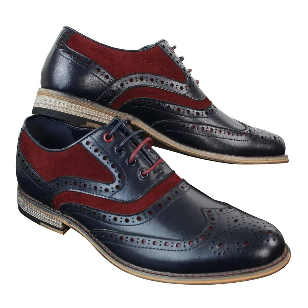 Mens Real Leather & Suede Laced Gatsby Brouges Smart Casual Designer Retro Shoes