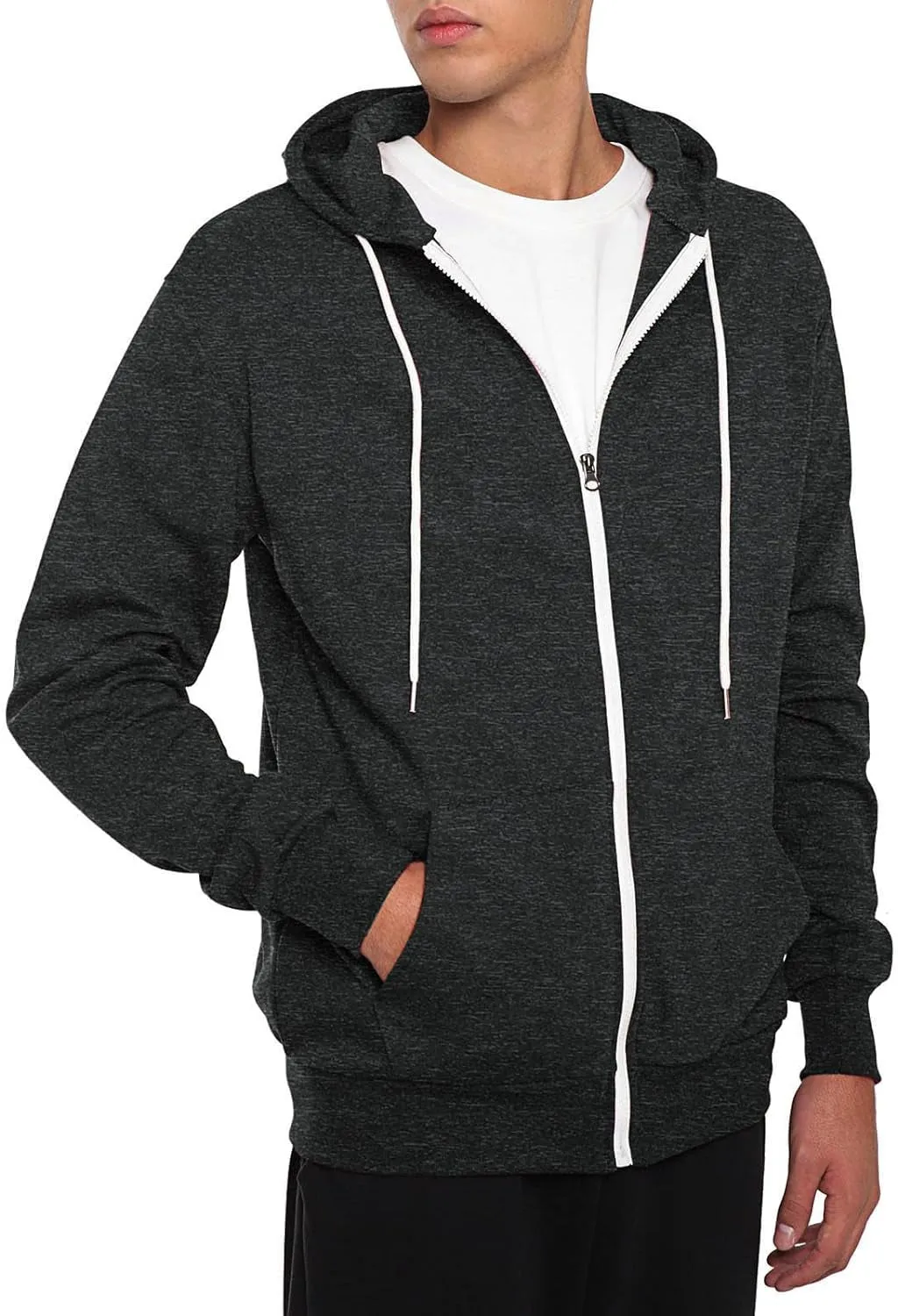 Mens Slim Fit Lightweight Zip up Hoodie with Pockets Long Sleeve Full-Zip Hooded Sweatshirt