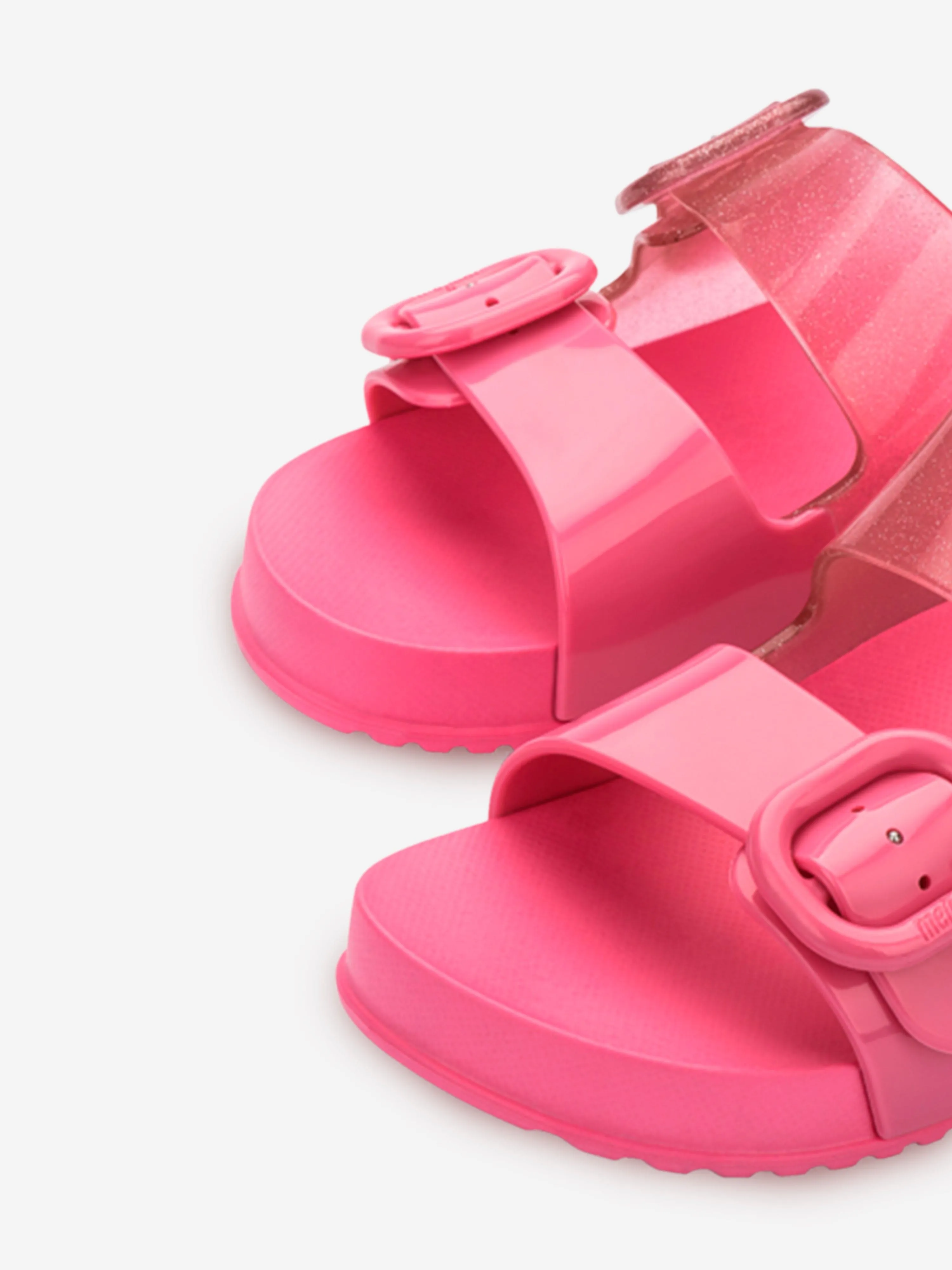 Mini Melissa Girls Cozy Glitter Sliders in Pink