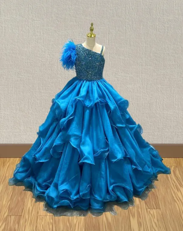 Miss Unirerse Stunning Ball Gown with Feather