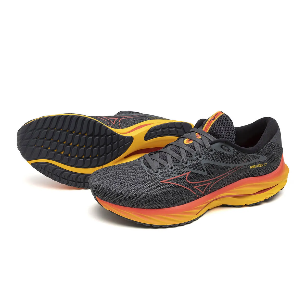 Mizuno Wave Rider 27 Mens | Turbulence/cayenne/citrus