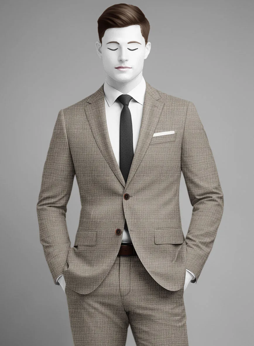 Napolean Sharkskin Light Brown Wool Suit