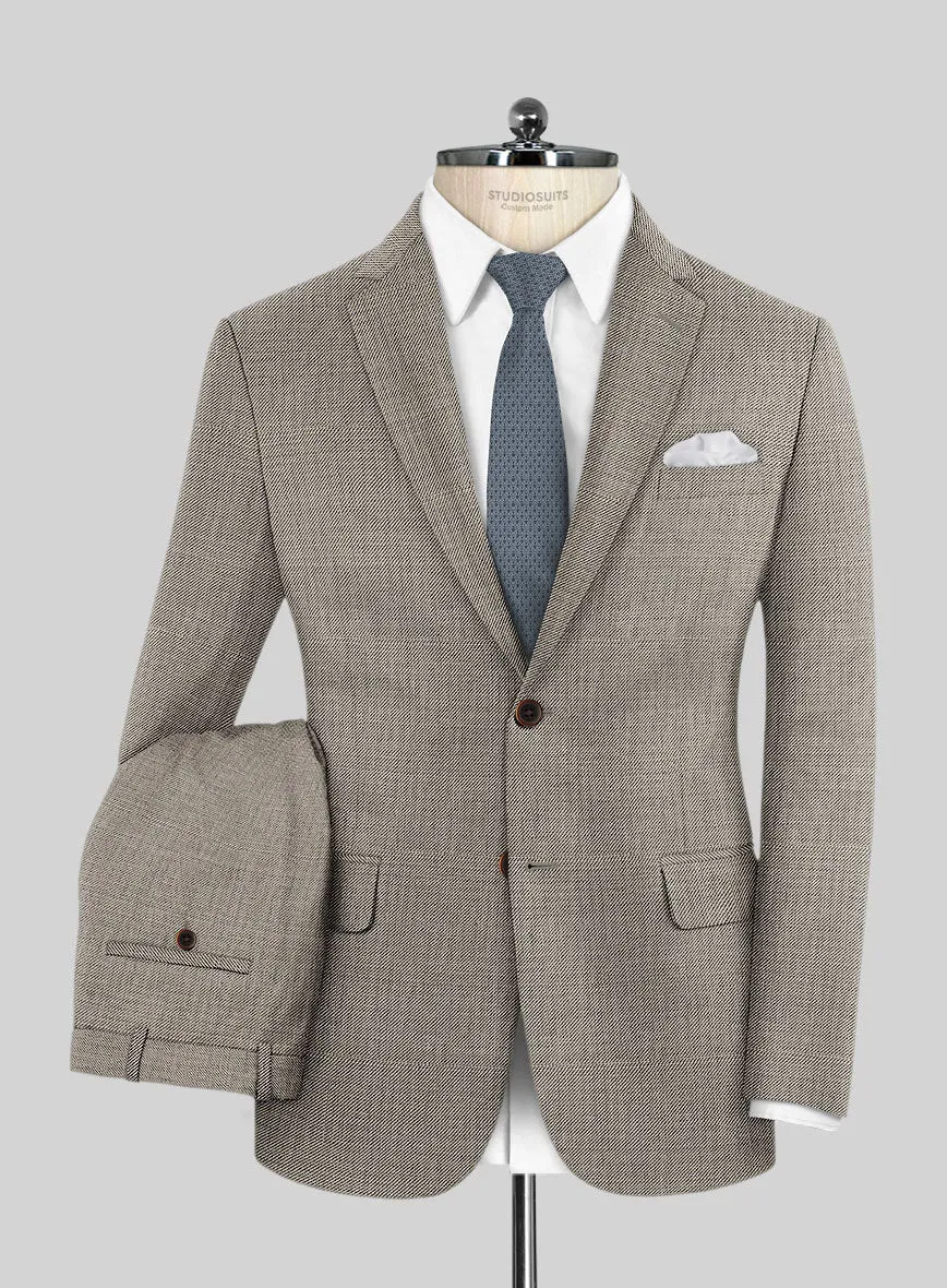 Napolean Sharkskin Light Brown Wool Suit