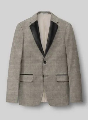 Napolean Sharkskin Light Brown Wool Tuxedo Jacket