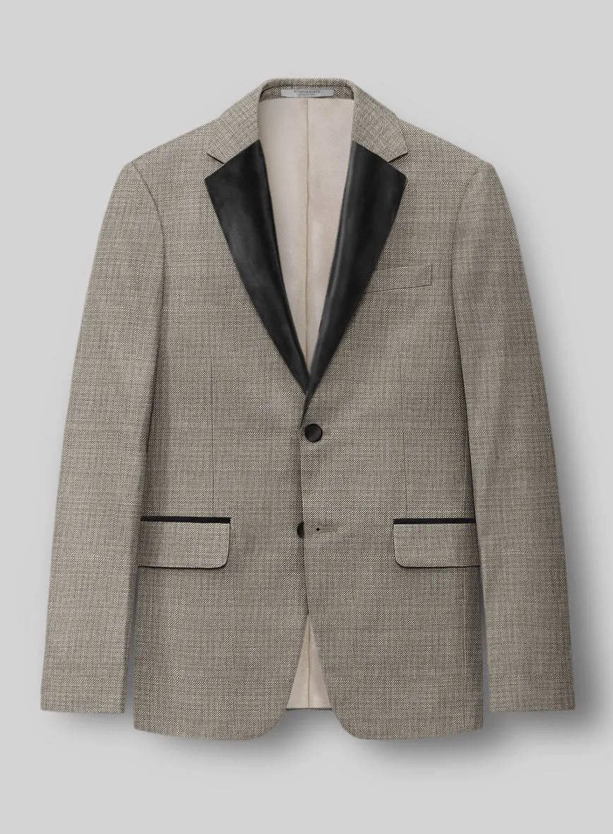 Napolean Sharkskin Light Brown Wool Tuxedo Jacket