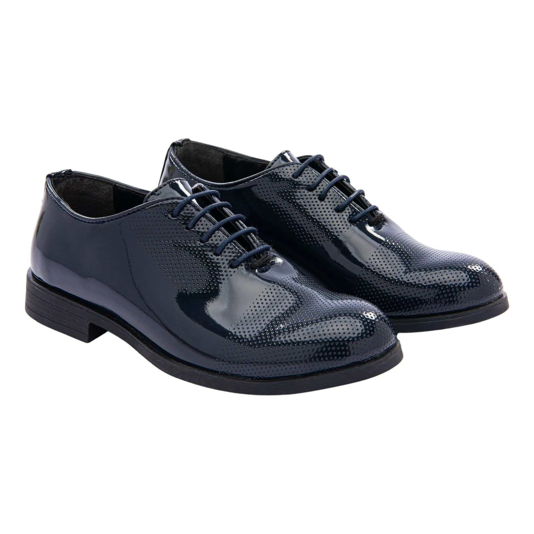 Navy Closed Lace Dress Shoes