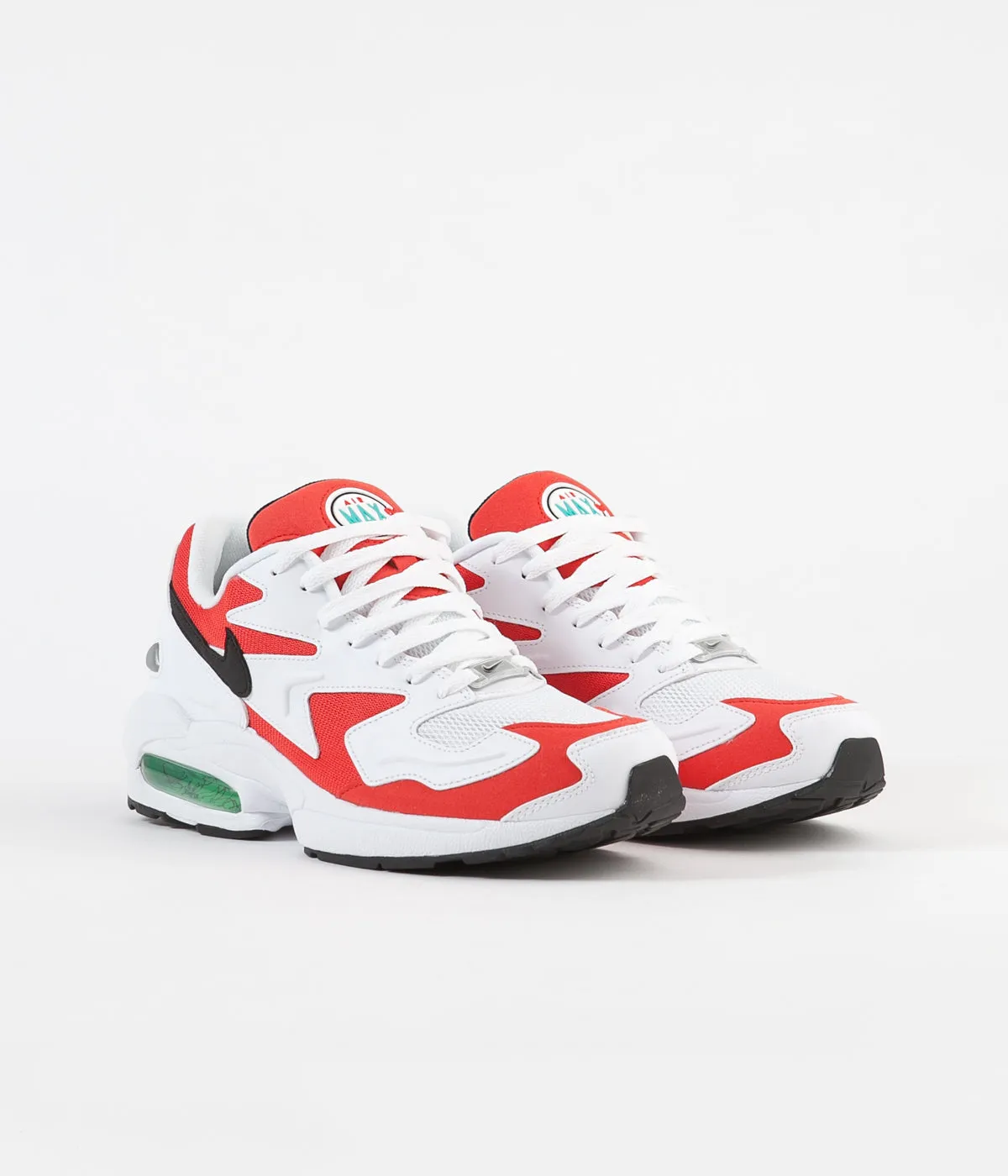 Nike Air Max 2 Light Shoes - White / Black - Habanero Red - Cool Grey