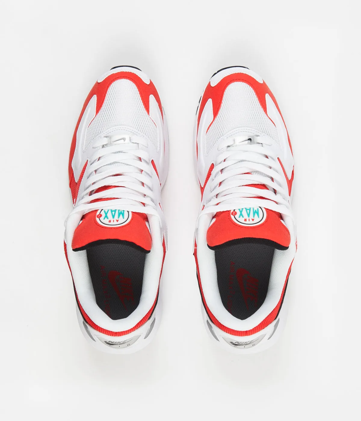 Nike Air Max 2 Light Shoes - White / Black - Habanero Red - Cool Grey