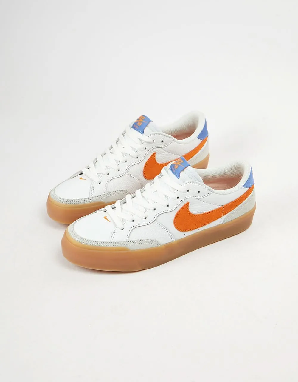 Nike SB Zoom Pogo Plus Premium Skate Shoes - Summit White/Brt Mandarin-Lt Silver-Polar-Gum Yellow-White