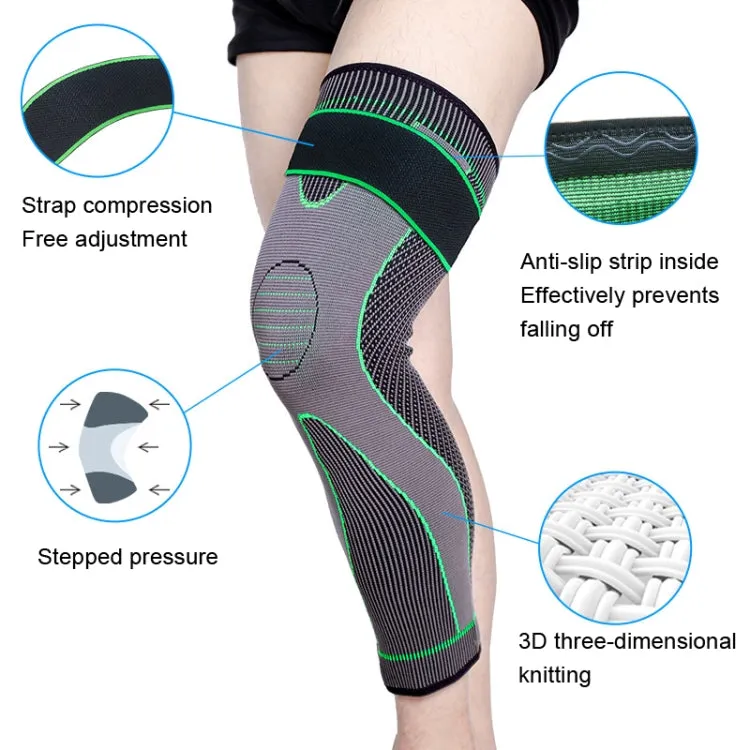 Nylon Knitted Riding Sports Extended Knee Pads, Size: S(Green Pressurized Anti-slip)