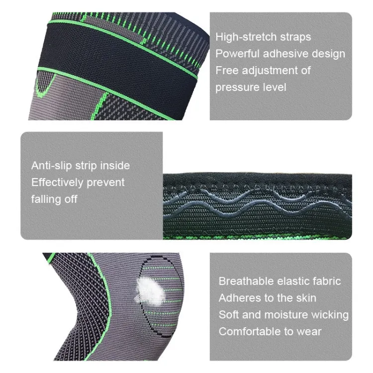 Nylon Knitted Riding Sports Extended Knee Pads, Size: S(Green Pressurized Anti-slip)