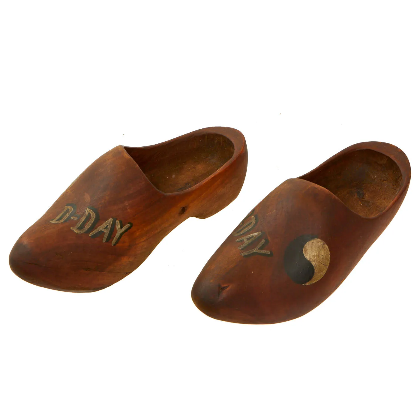 Original U.S. WWII Bring Back French Sabot Wooden Clogs 29th Infantry Division Marked “D-Day” and “V-Day”