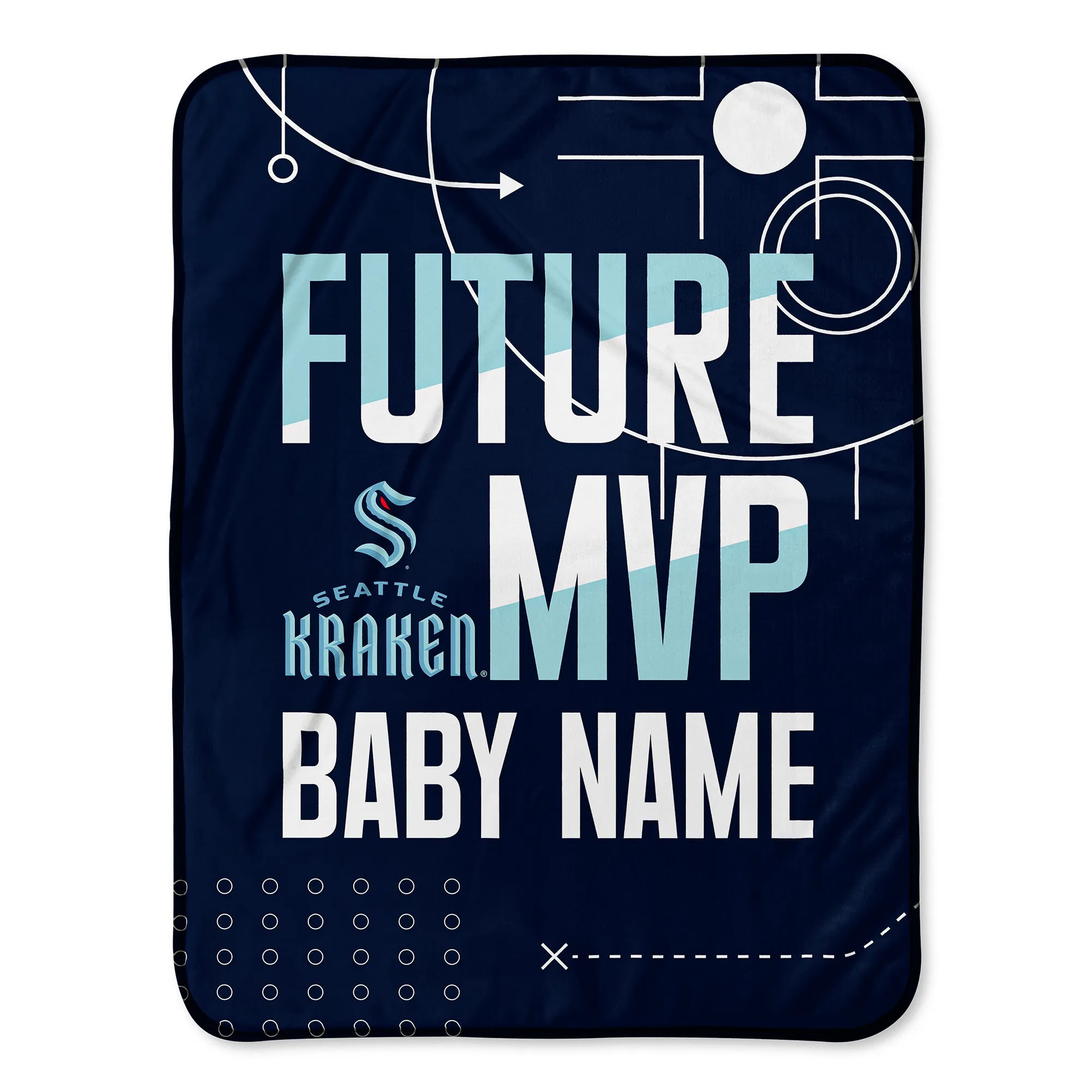 Personalized Seattle Kraken MVP Baby Pixel Fleece Blanket