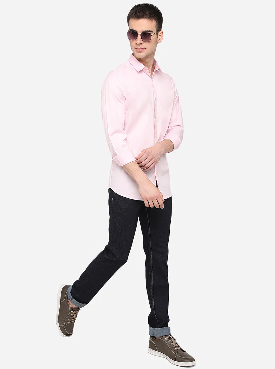 Pink Solid Slim Fit Casual Shirt | JadeBlue