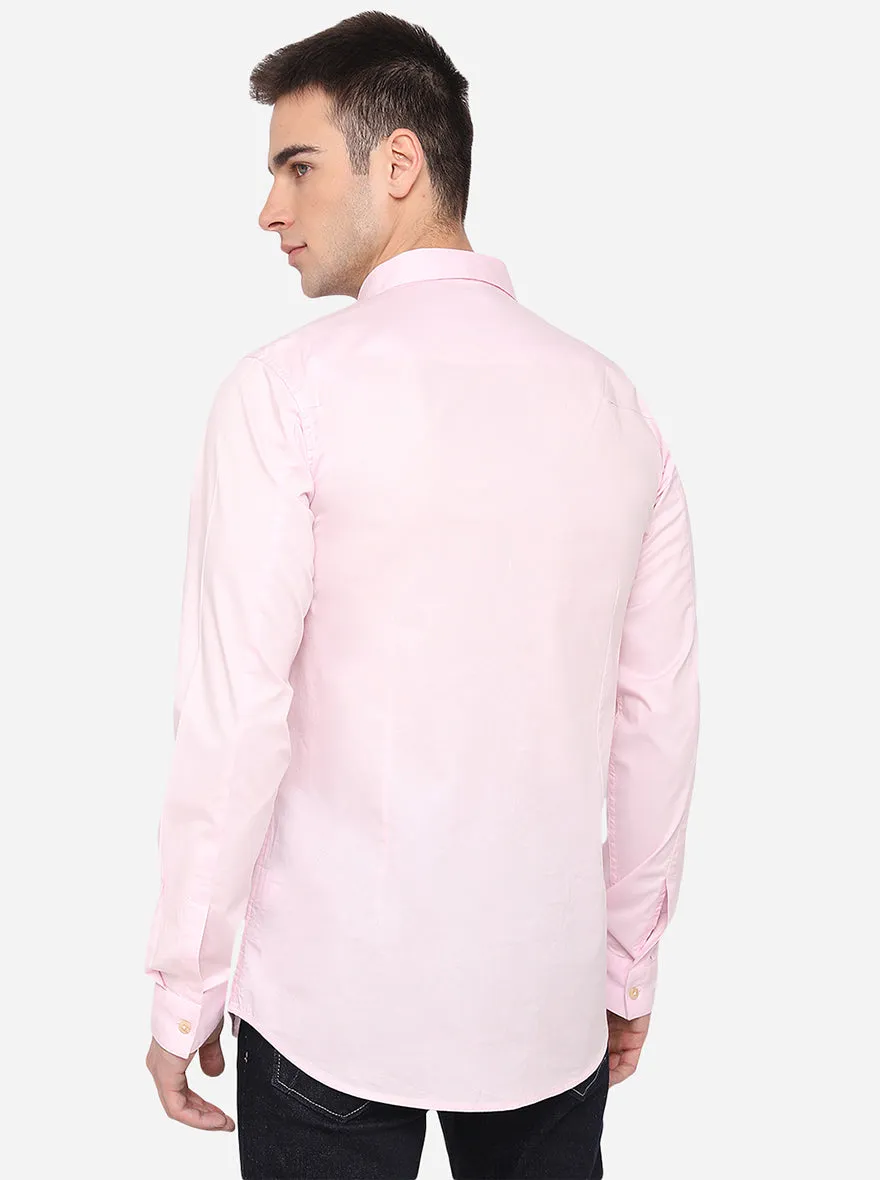 Pink Solid Slim Fit Casual Shirt | JadeBlue