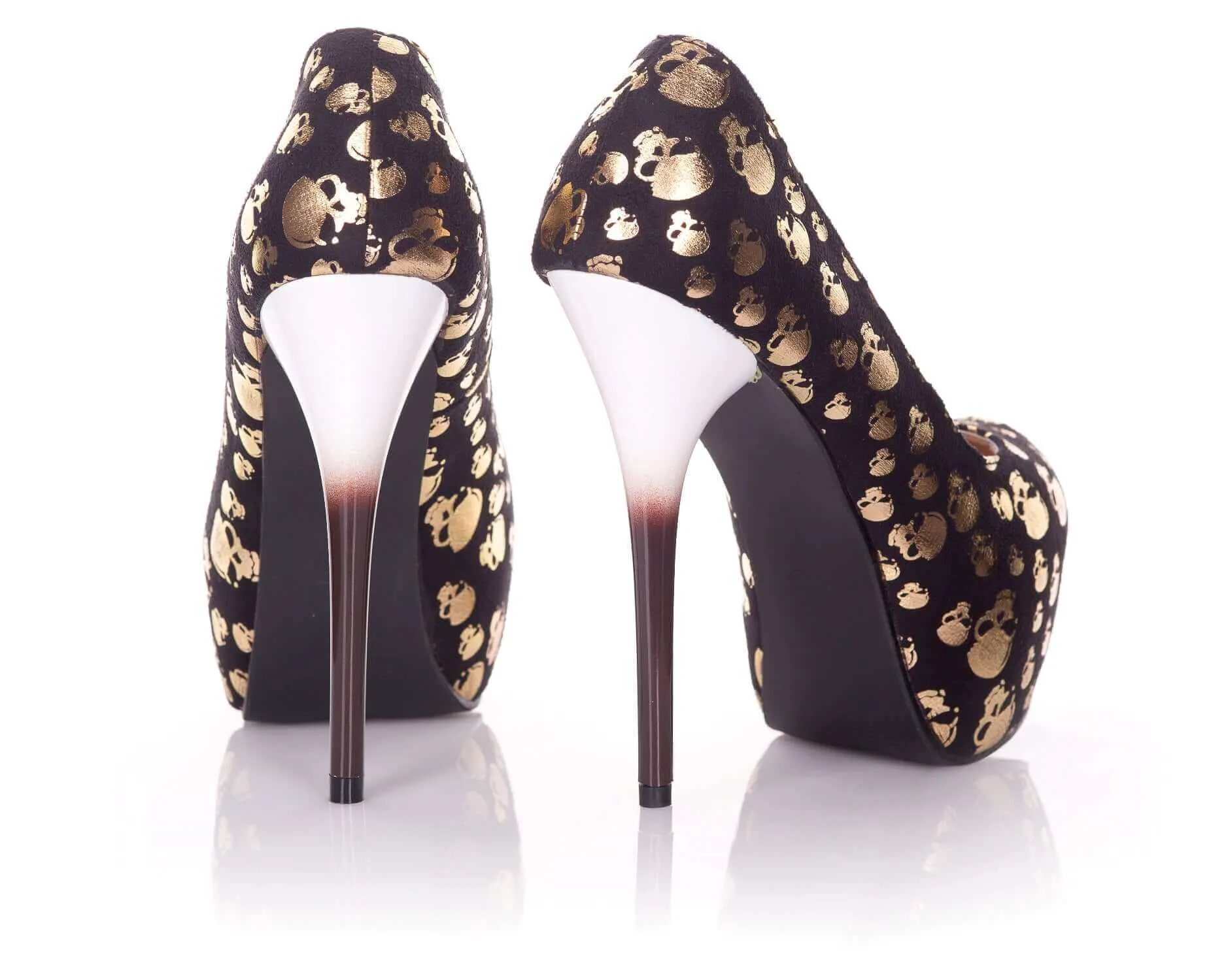 Playgirl Shiny Gold Skull Shoes