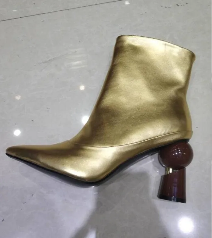 Pointed Toe Ball Block Shape High Heel Boots