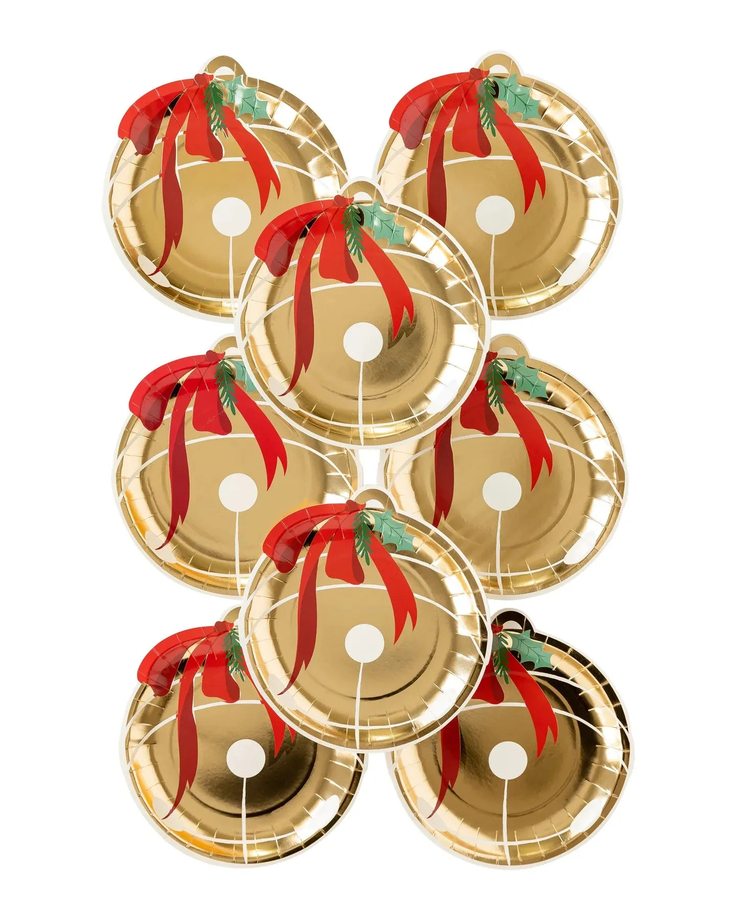 Polar Express Bell Shaped Plates, Set of 8 Christmas Bell Plates by My Mind's Eye with Gold Foil Details