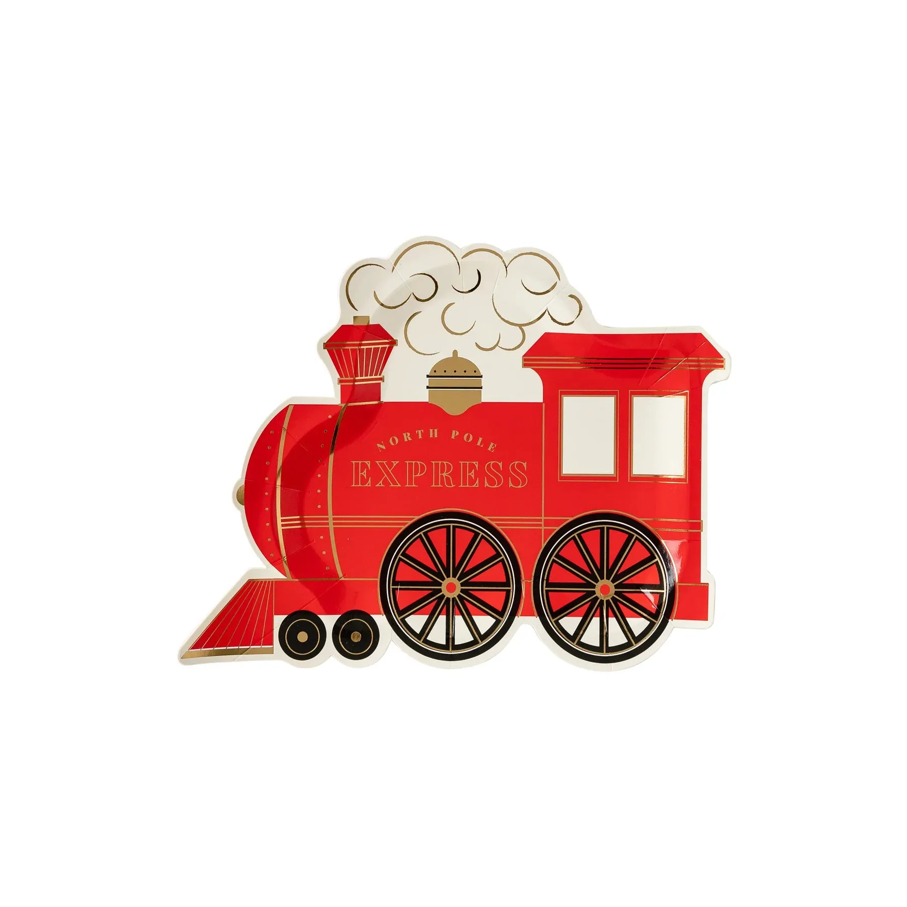 Polar Express Train Plates, Set of 8 Christmas Train Plates by My Mind's Eye with Gold Foil Details